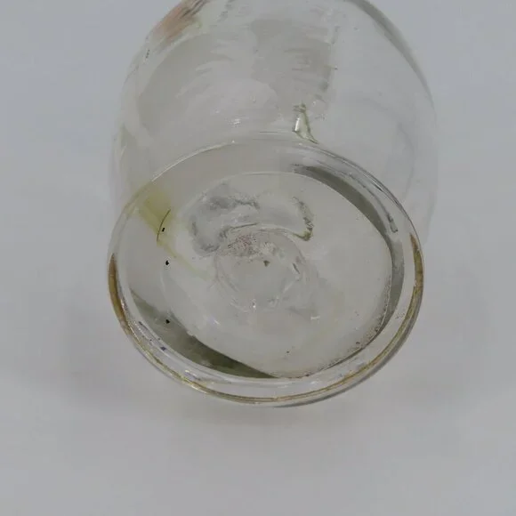 Antique Hand Blown Glass Vinegar Decanter Painted Angel Child Cruet Stopper VTG